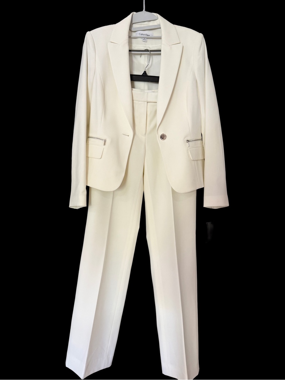 Calvin Klein Ivory Women's Blazer and Trousers Suit Set